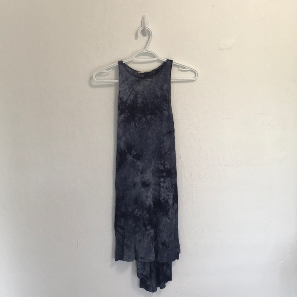 Blue tie die high low dress size S